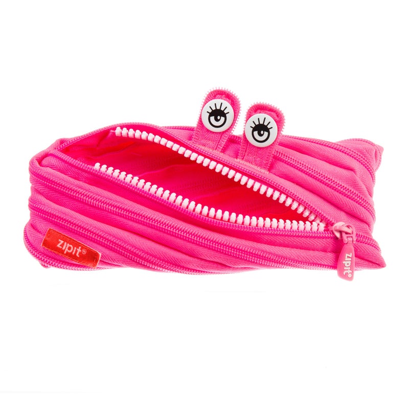 ZIPIT Monster Pencil Case for Girls, Cute Zipper Pouch for Kids Teens, Stationery Bag for School ,Pink - Image 1